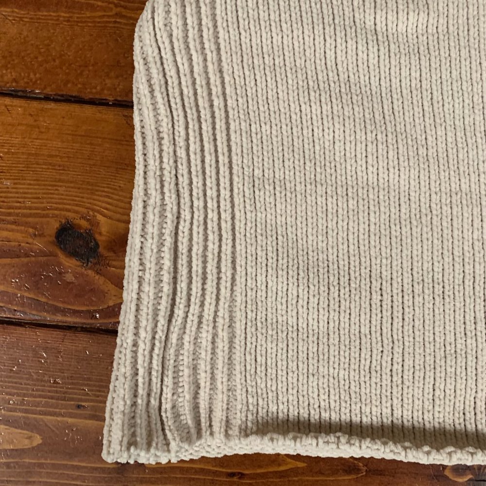 Love Riche Large Cropped Women's Cream Knit Balloon Sleeve Crew Neck Sweater EUC - Picture 10 of 14
